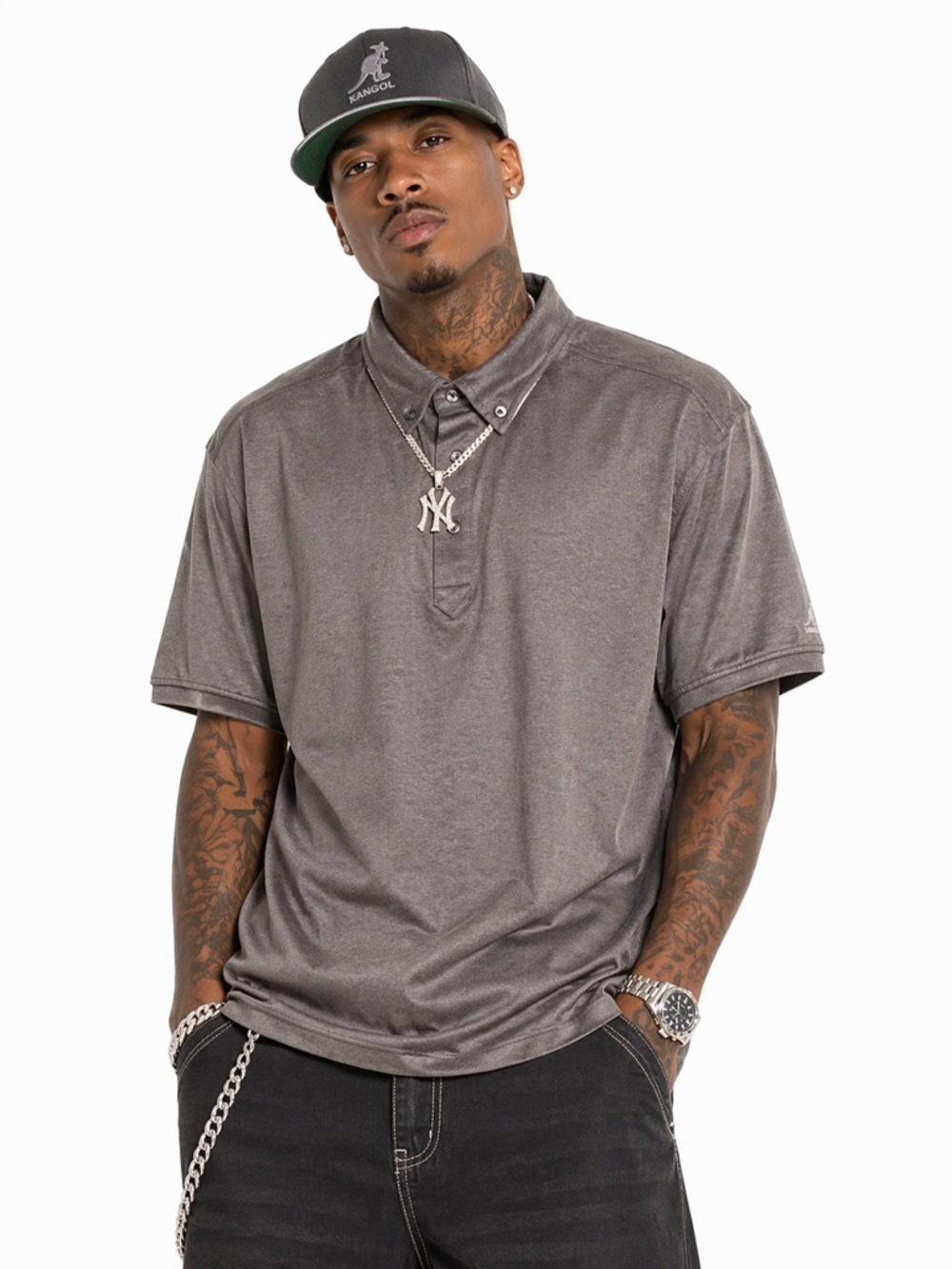 Vintage Kangol 3 btton cotton blend streetwear stylish golf shrt sleeve shirt XL